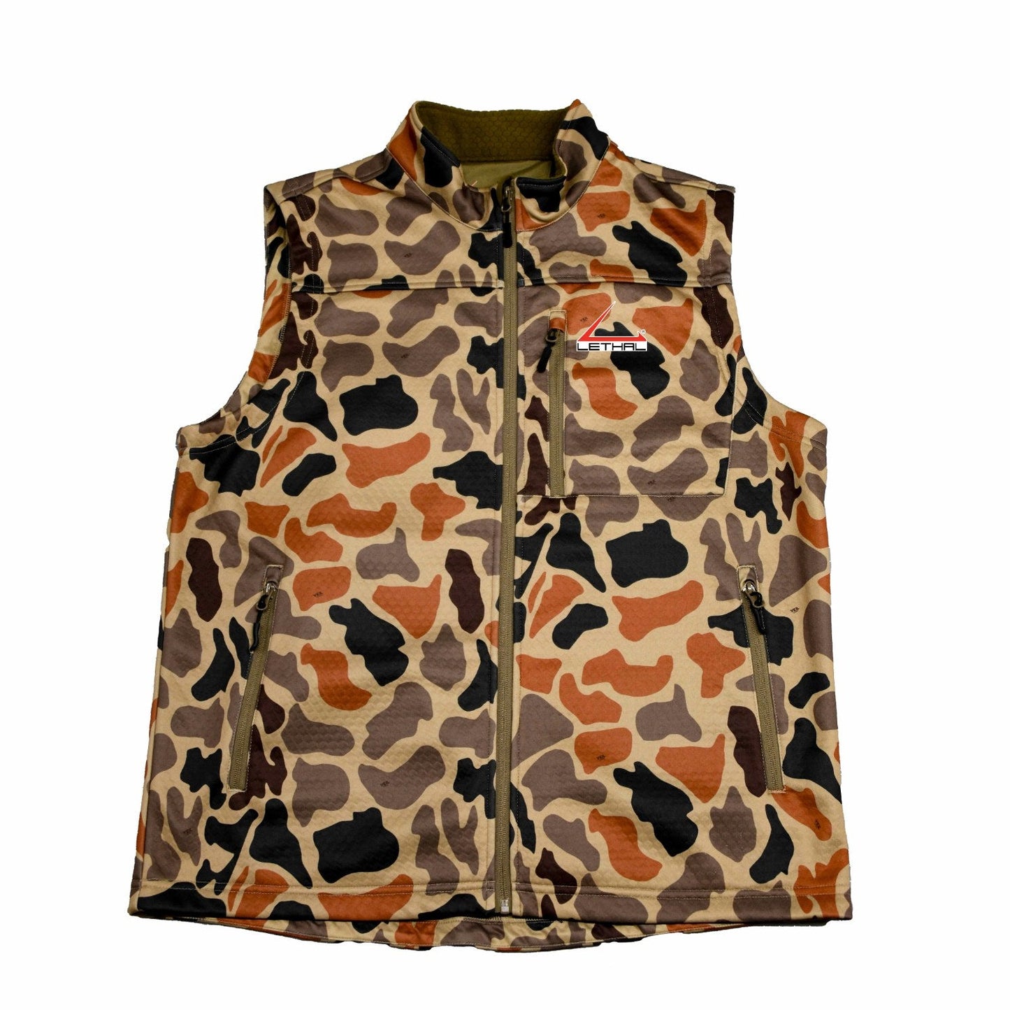 Camouflage-patterned vest on a white background